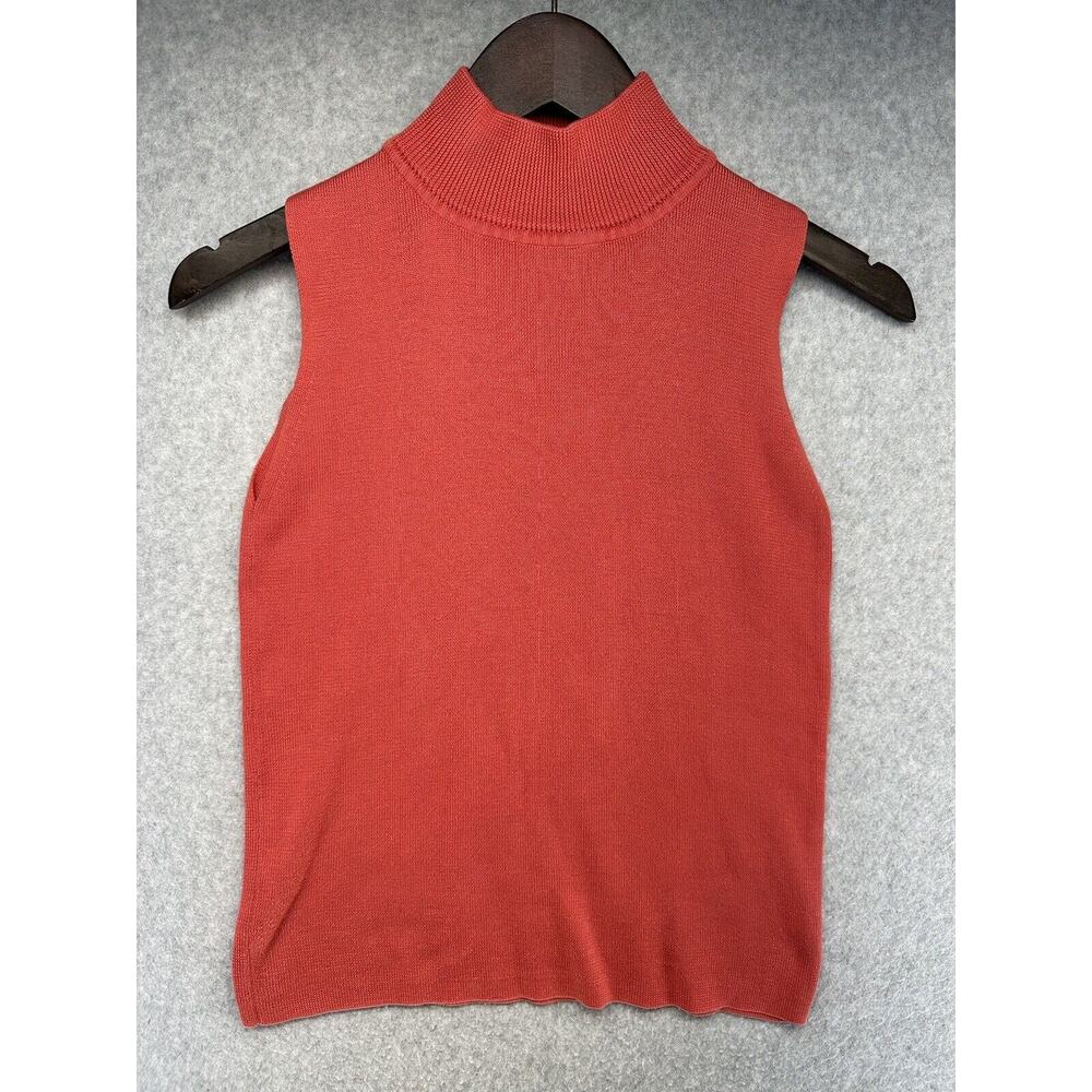 Georgiou Studio Blouse Vintage Womens Size Large Salmon Pink Sleeveless Mock Nck